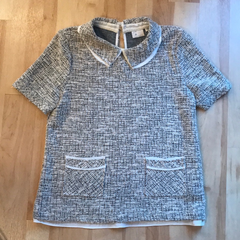 Anthropologie Short-Sleeved Knit Top Sz S